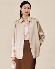Damen Waschbare Seidenbluse – Basic Style
