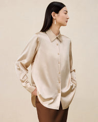 Damen Waschbare Seidenbluse – Basic Style