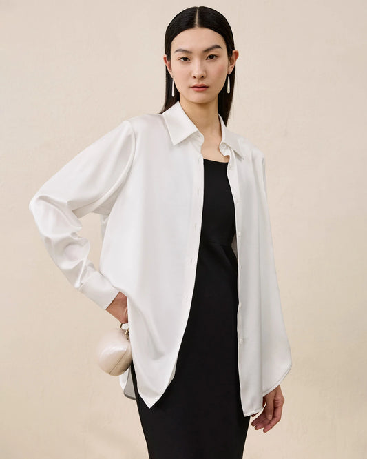 Damen Waschbare Seidenbluse – Basic Style