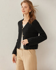 Kaschmir-Jacke mit Knöpfen und V-Ausschnitt