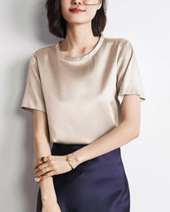 Damen Grundmodell Seidenhemd mit kurzen Ärmeln