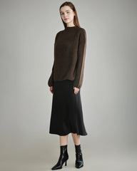 Damen Lockerer Rundhals-Kaschmirpullover