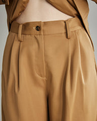 Damen-Pleated Woll-Breitbeinige Hose
