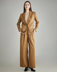 Damen-Pleated Woll-Breitbeinige Hose