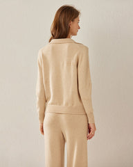 Damen Strick-Pullover mit Polokragen aus reinem Kaschmir