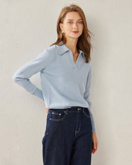 Damen Strick-Pullover mit Polokragen aus reinem Kaschmir
