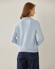 Damen Strick-Pullover mit Polokragen aus reinem Kaschmir