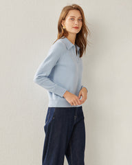 Damen Strick-Pullover mit Polokragen aus reinem Kaschmir