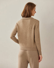 Damen Strick-Pullover mit Polokragen aus reinem Kaschmir