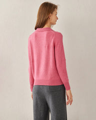 Damen Strick-Pullover mit Polokragen aus reinem Kaschmir