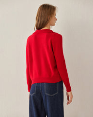 Damen Strick-Pullover mit Polokragen aus reinem Kaschmir