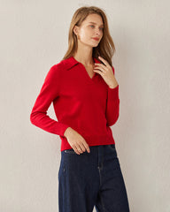 Damen Strick-Pullover mit Polokragen aus reinem Kaschmir