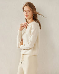 Damen Strick-Pullover mit Polokragen aus reinem Kaschmir