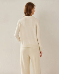 Damen Strick-Pullover mit Polokragen aus reinem Kaschmir
