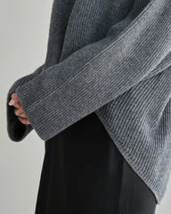 Damen lockerer Rundhals-Kaschmirpullover