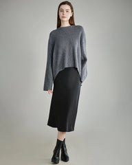 Damen lockerer Rundhals-Kaschmirpullover