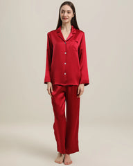 Frauen Seiden Zwei-teiliges Pyjama Set
