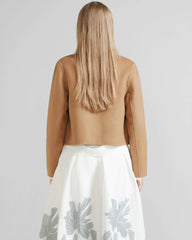 Damen kurze Wolljacke mit Rundkragen
