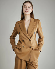 Damen Woll-Doppelrevers-Blazer