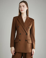 Damen Woll-Doppelrevers-Blazer