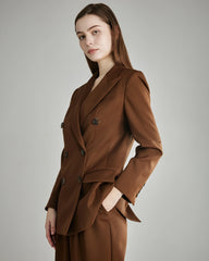 Damen Woll-Doppelrevers-Blazer