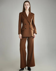 Damen Woll-Doppelrevers-Blazer