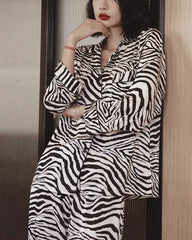 Seidenpyjama-Set mit Zebra-Muster