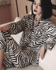 Seidenpyjama-Set mit Zebra-Muster