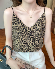 Zebra-Strich Seiden-Camisole