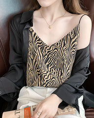 Zebra-Strich Seiden-Camisole