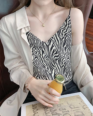 Zebra-Strich Seiden-Camisole