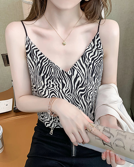 Zebra-Strich Seiden-Camisole
