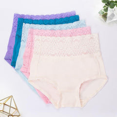 Seiden-Unterhose mit hoher Taille, Häkelspitze und Strickmuster
