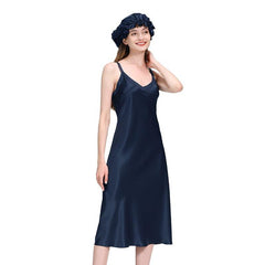Damen 22 Momme Langes Seiden-Nachtkleid