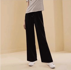 100% Seiden-Hose im Straight-Pendant-Stil mit weitem Bein