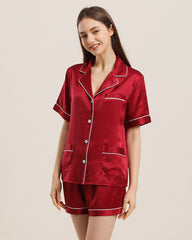 Button Up Seiden Kurz-Pyjama Set