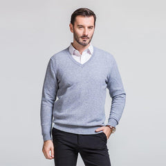 Herren V-Ausschnitt Kragen Business Kaschmir Pullover
