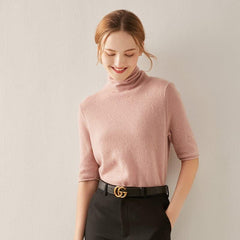 Kurzärmel Rollkragen Kaschmir Pullover