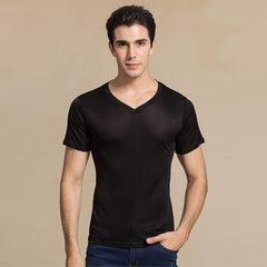 Männer Basic Seidenstrick-T-Shirt