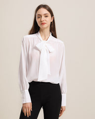 Schleifen-Kragen Seidenbluse