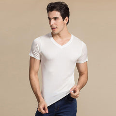Männer Basic Seidenstrick-T-Shirt