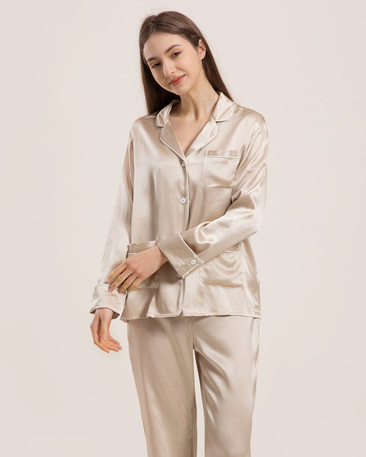 Seiden-Pyjama Set Langarm – Damen