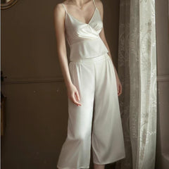 Seiden-Camisole Lange Hosen Schlafanzug-Set 2-teilig