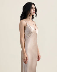 22 Momme Seiden-Nachtkleid Langes Slip-Kleid