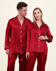 Klassische Lange Seidenpyjamas für Paare