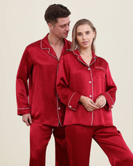 Klassische Lange Seidenpyjamas für Paare