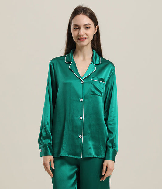 22 Momme Seidenpyjama-Schlafanzug-Set