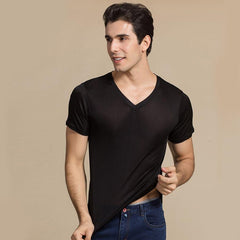 Männer Basic Seidenstrick-T-Shirt