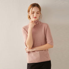 Kurzärmel Rollkragen Kaschmir Pullover