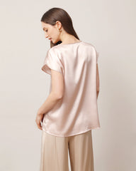 Damen Rundhals Kurzarm Seiden-T-Shirt